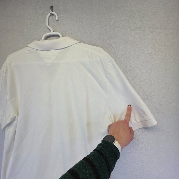 Tommy Hilfiger Polo Shirt Mens 2XL White Short Sleeve Hi‎ Low Hem Casual Golf - Picture 6 of 16